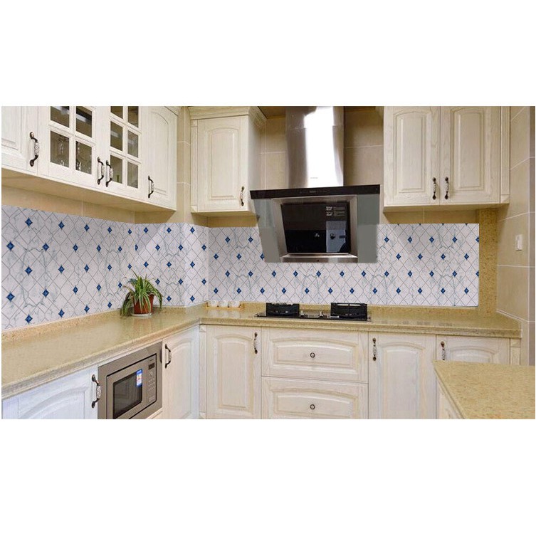 Decal dán bếp tráng nhôm cách nhiệt hình thoi khổ 60cm keo sẵn