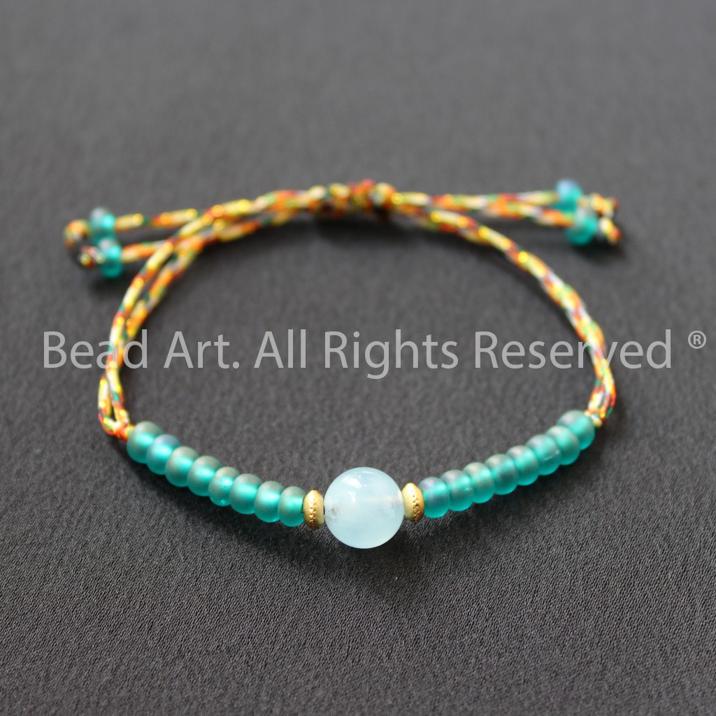 Vòng Tay Dây Ngũ Sắc Aquamarine (Nhiều Size Lựa Chọn), Vòng Tay Phong Thuỷ, Chuỗi Hạt S50 - Bead Art