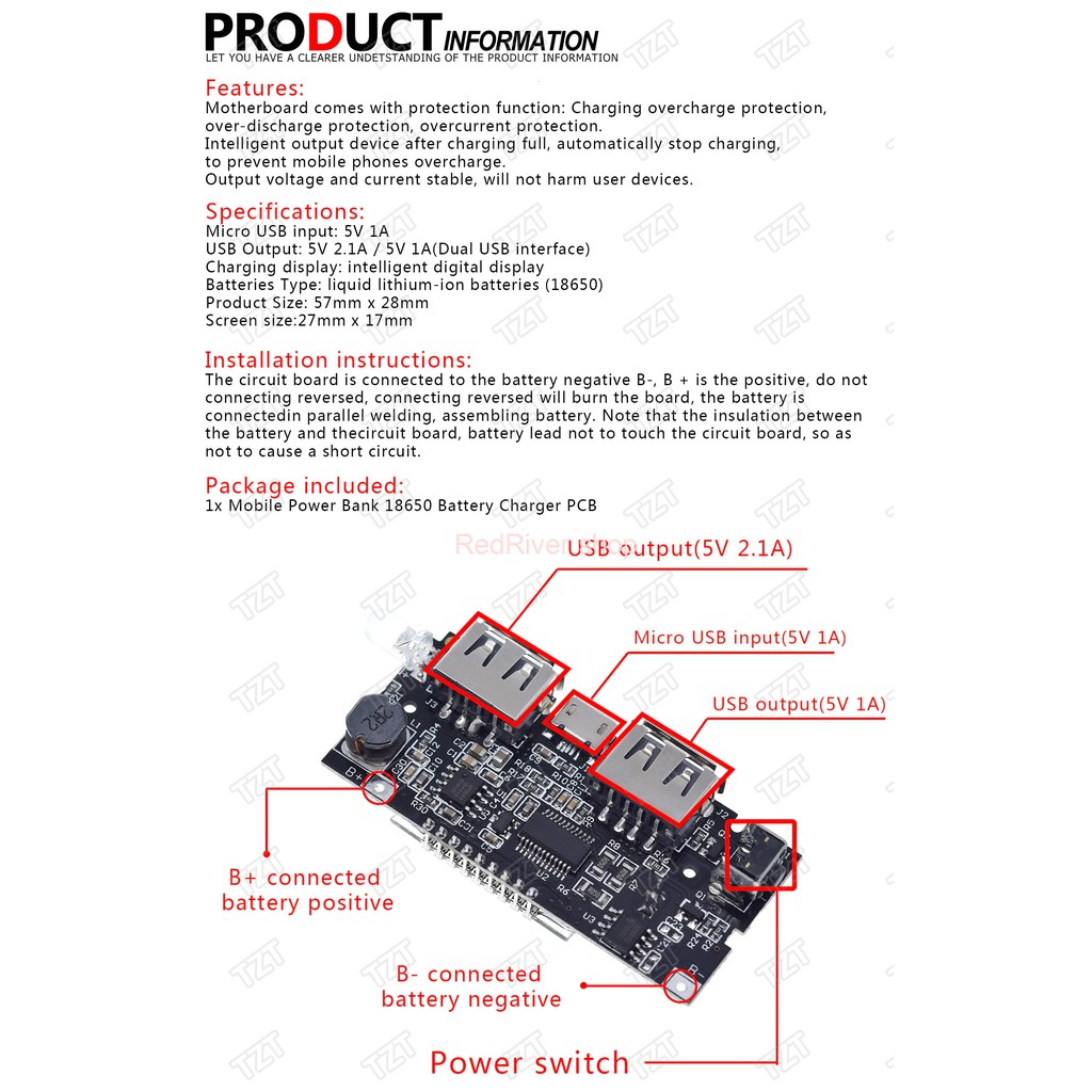 Mạch Sạc Pin Dự Phòng 2 CỔNG USB 5V1A, 5V2.1A Tích Hợp LCD - 1D3