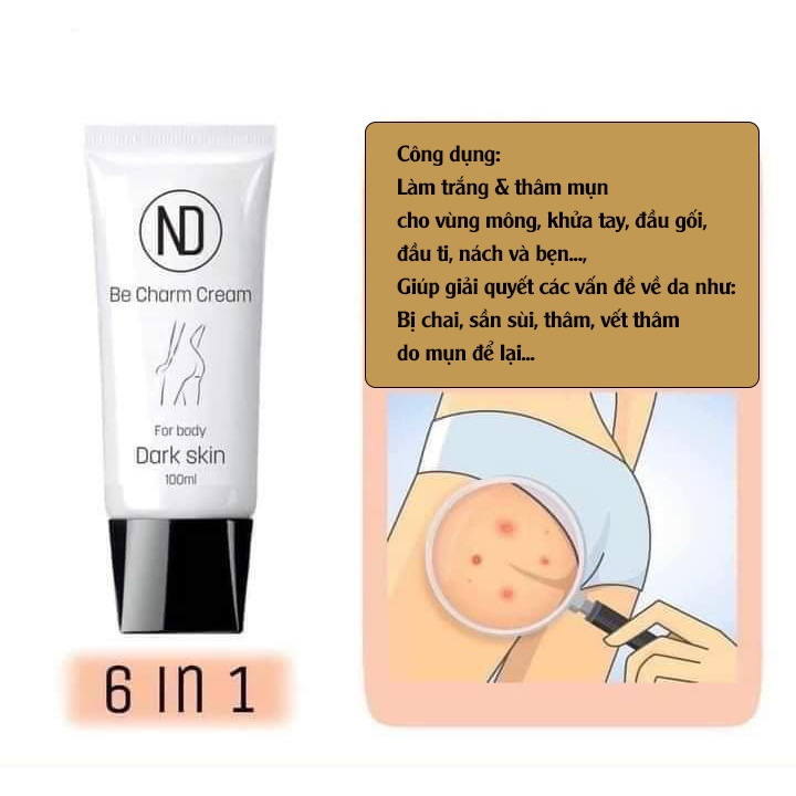 Kem Ngừa Thâm Mông 6 in 1  Be Charm Cream made Vietnam, Kem Hỗ Trợ Làm Giảm Thâm lâu năm, Dưỡng Ẩm Cho Da