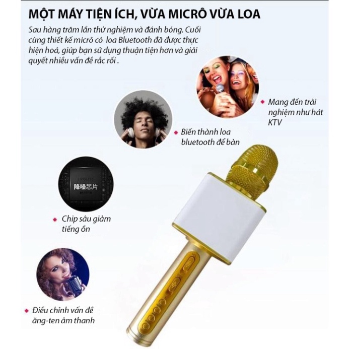 Micro Karaoke Bluetooth Floveme - SD08 Cấm Tay, bass chuẩn, pin 2600mah, Kết nối không dây, Âm thanh chân thật, loa to