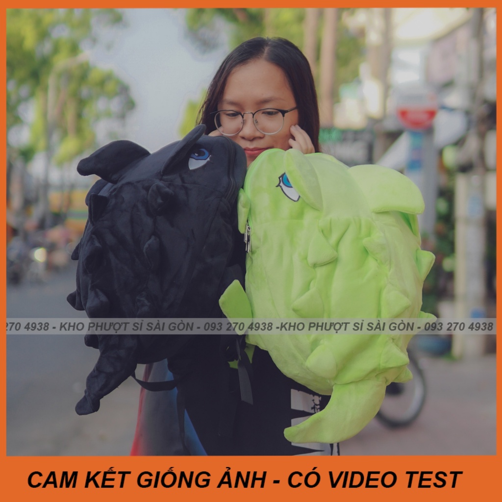 CÓ VIDEO - Balo đi học hình khủng long bằng vải nhung màu xanh dạ quang siêu cute cho pé - Balo khủng long