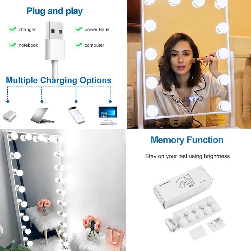 Đèn LED Licer gắn gương trang điểm có 3 màu và 9 cấp độ