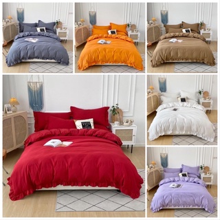 Bộ chăn ga gối cotton tici viền bèo Yume House,Chăn ga gối Hàn Quốc - Đủ size, bo chun theo yêu cầu