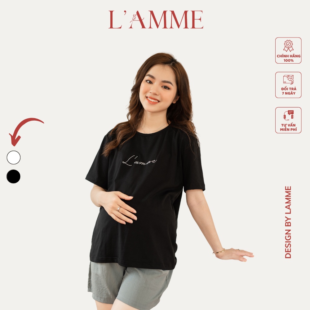 Áo phông bầu L'amme T-shirt chất cotton thấm hút mồ hôi mặc được sau sinh by LAMME