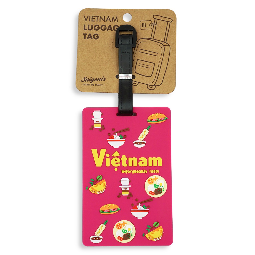 Thẻ tag hành lý vali túi xách balo Luggage Tag hình ảnh Food Hồng
