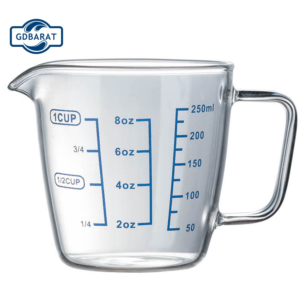 Cốc Thủy Tinh Đo Lường Chịu Nhiệt 250ml / 500ml Tiện Dụng Cho Lò Vi Sóng