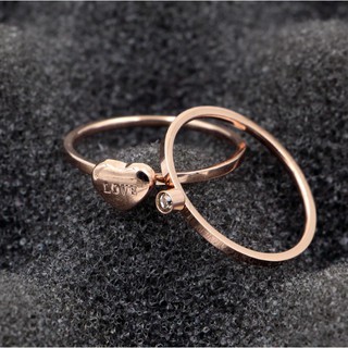Bộ 2 Nhẫn Tim Love Ti Tan Không Đen TT 0924