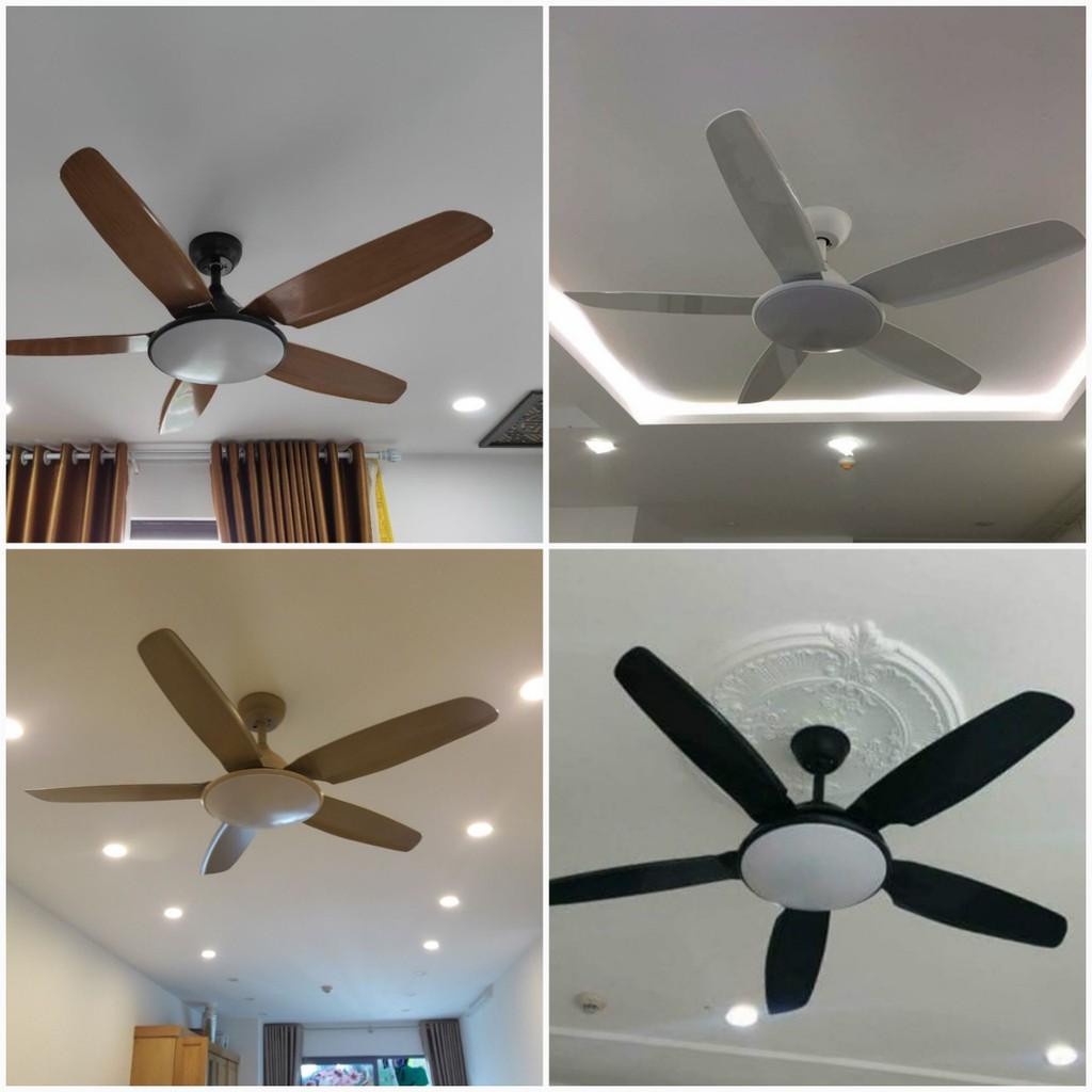 (SALE SỐC) QUẠT TRẦN ĐÈN LED 5 CÁNH NHỰA NHẬP KHẨU CAO CẤP,ĐỘNG CƠ DC T,CÓ ĐIỀU KHIỂN THÔNG MINH,SẢI CÁNH 1320MM