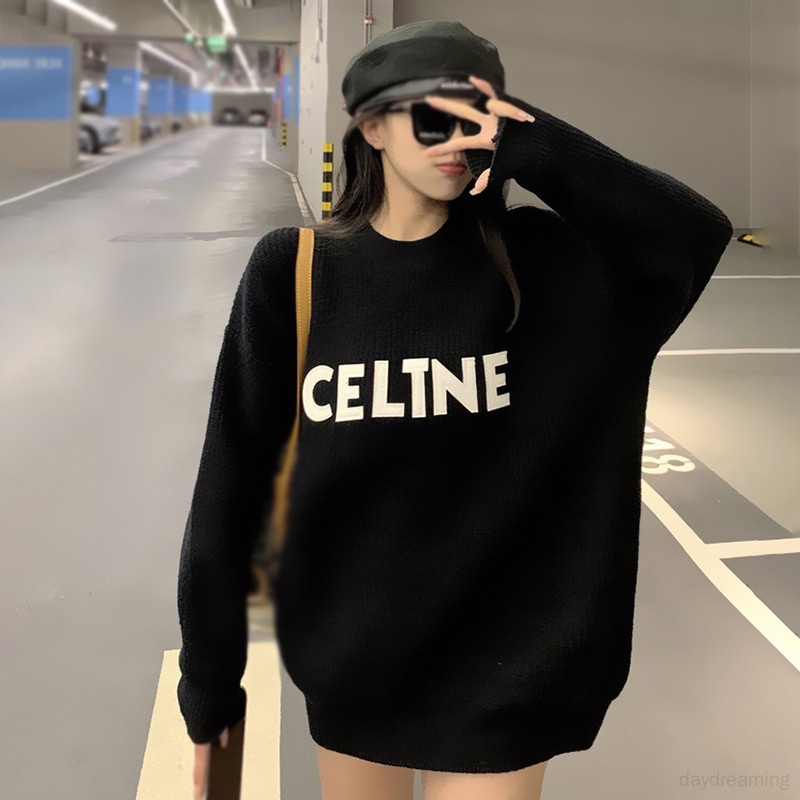 Áo Sweater Cổ Tròn Dáng Vừa In Chữ Kiểu Vintage Thời Trang Thu Đông Cho Nữ