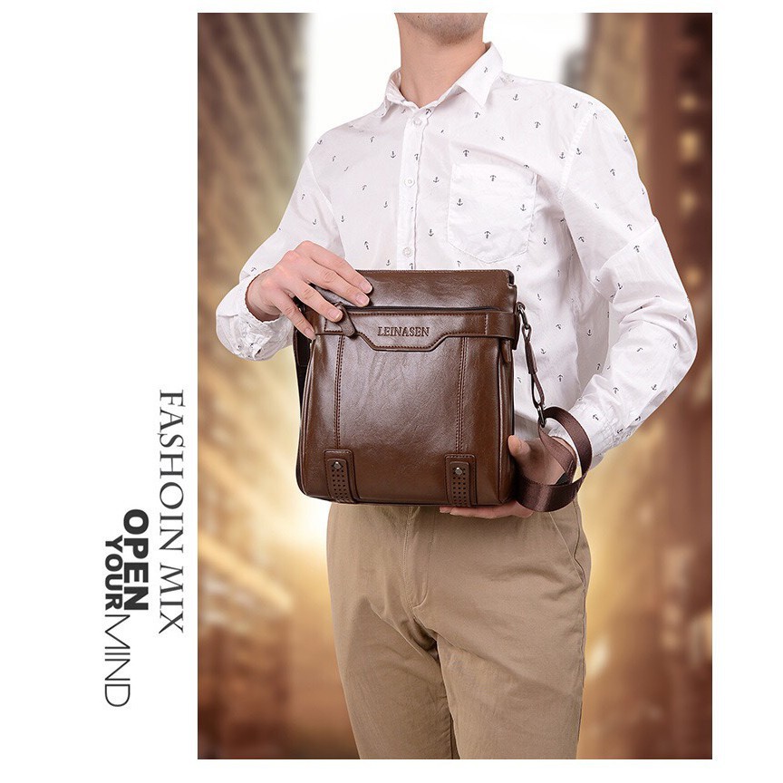 Túi Đeo Chéo Nam Da Bò LEINASEN [TẶNG kèm VÍ. Da bò cao cấp. Size: 29x25x8cm]. Túi Đựng Ipad | BigBuy360 - bigbuy360.vn