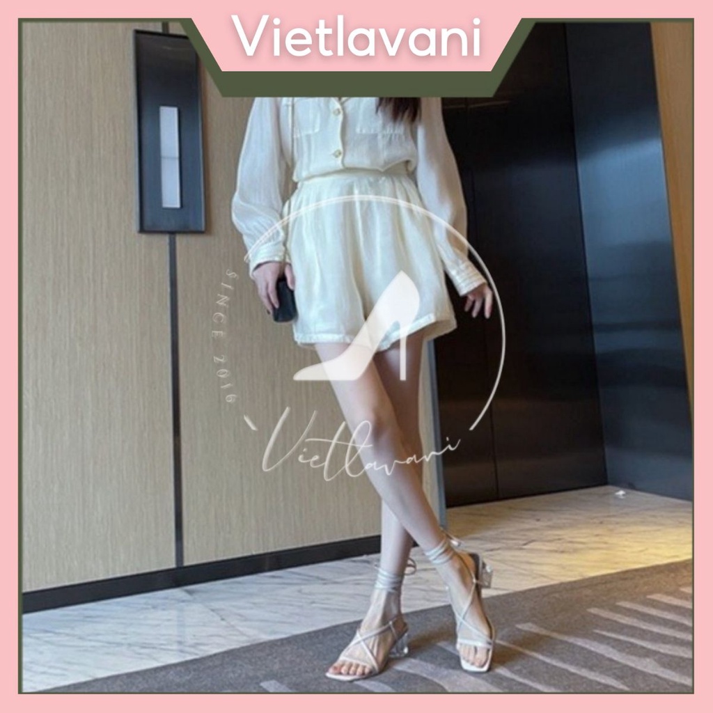 Giày sandal nữ XKS51 gót trong 7cm quai đan mũi hở 2 màu trắng đen trend 2022