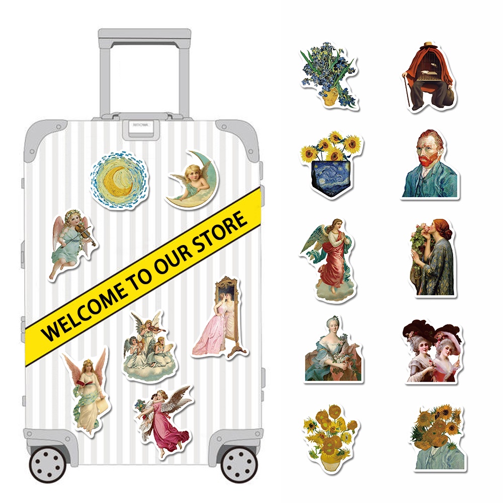 Bộ 50 miếng dán trang trí đồ vật nghệ thuật không thấm nước