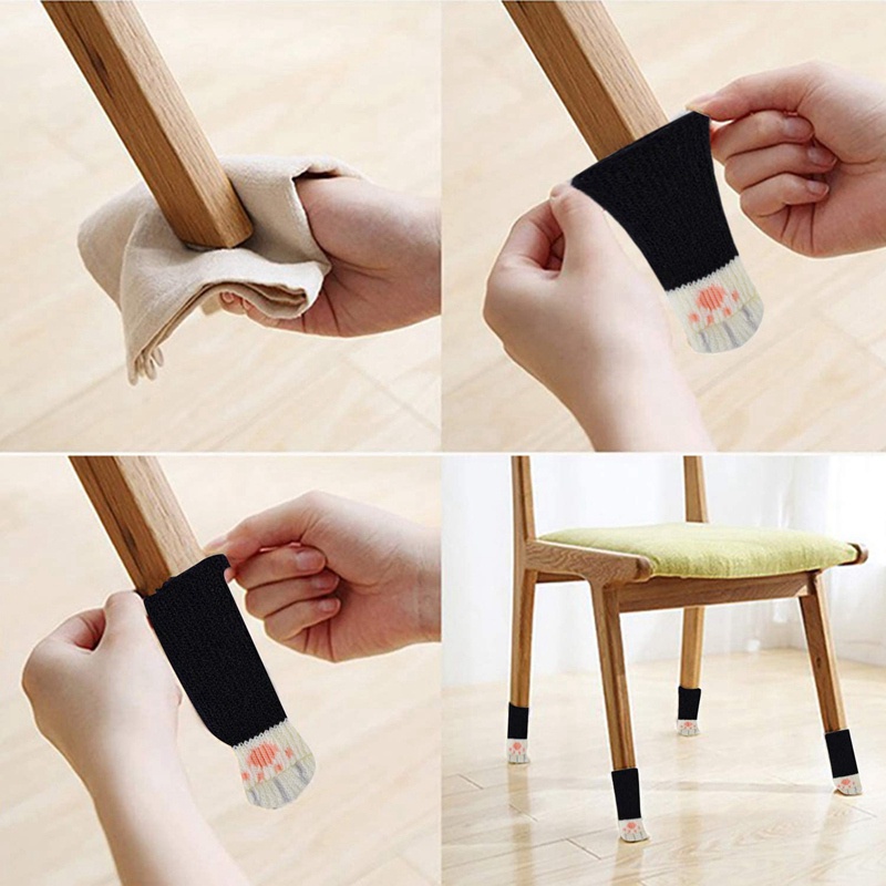 Set 24 / 6 Bọc Chân Ghế / Đồ Nội Thất Dệt Kim Hình Bàn Chân Mèo Bảo Vệ Sàn Nhà