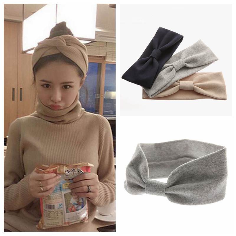 Băng Đô Bằng Vải Cotton Mềm Màu Trơn Thiết Kế Co Giãn Hợp Thời Trang Cho Nữ