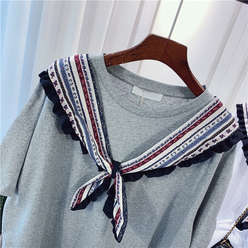 SUXI Áo Thun Tay Ngắn Vải Cotton Phối Dây Thắt Thời Trang Mùa Hè Cho Nữ