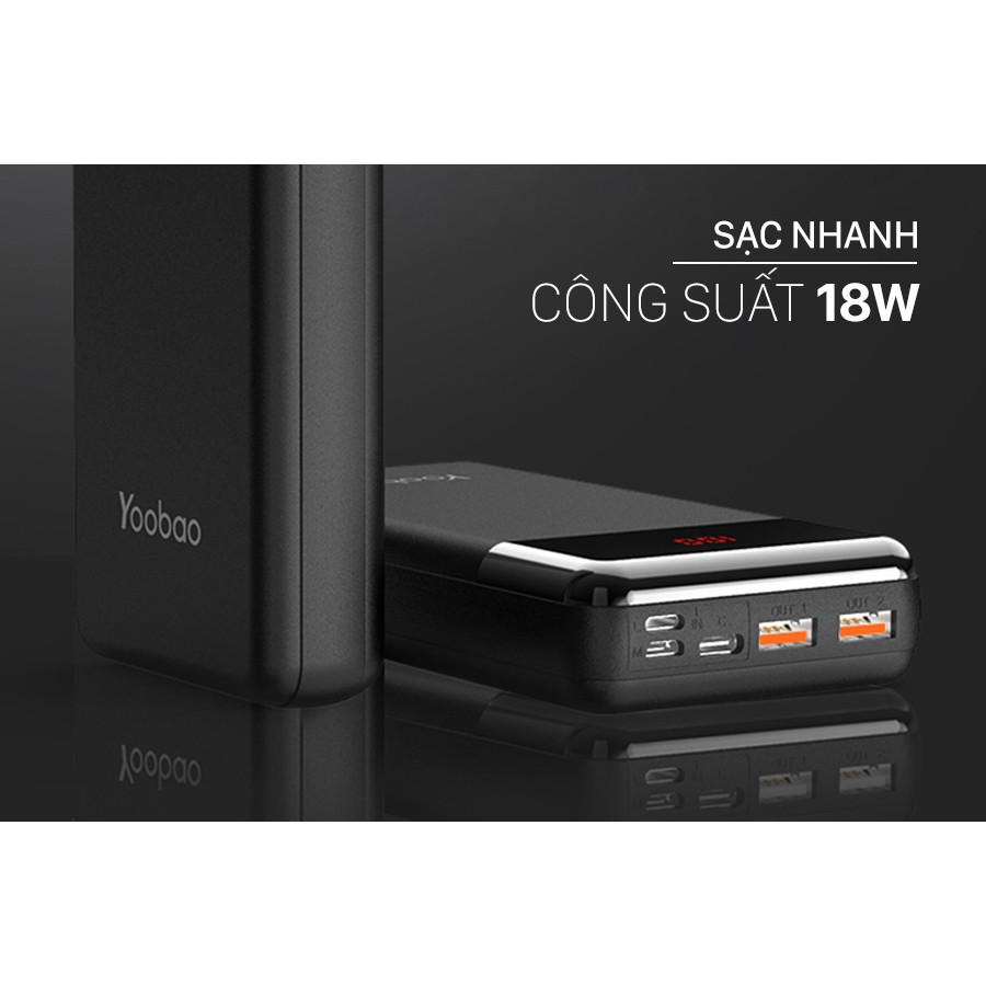 Sạc dự phòng nhanh Yoobao 20000mAh PD20 - Hàng chính hãng