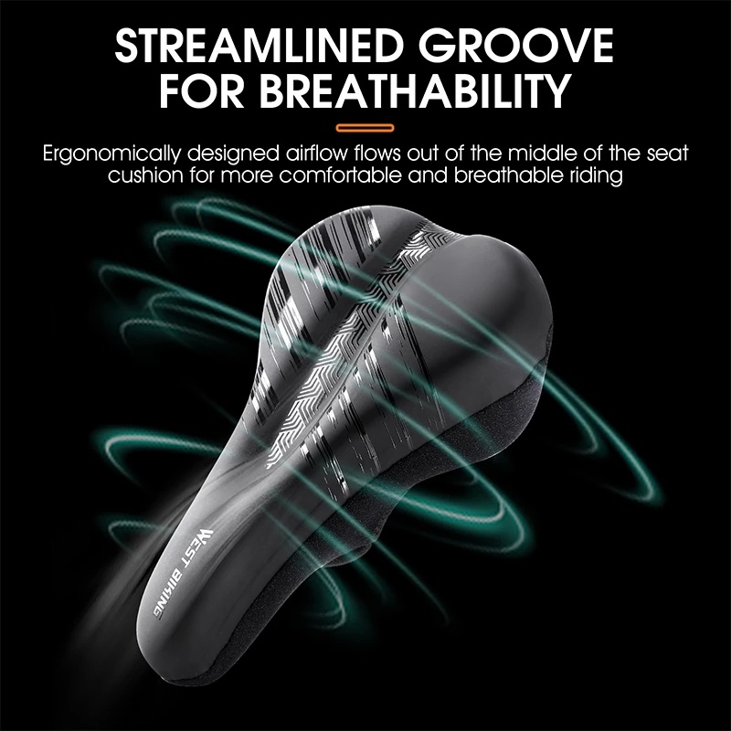 Vỏ bọc yên xe đạp WEST BIKING bằng da PU và xốp silicone mềm mại dày chống trượt