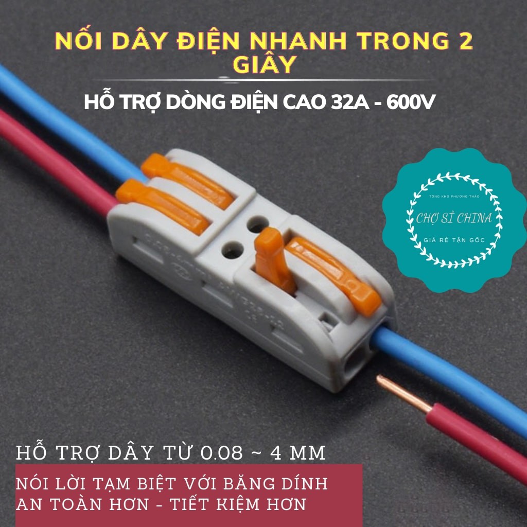 Cút nối dây điện nhanh 4 cổng thông minh nhanh chóng, khớp nối dây điện chỉ mất  2 phút thời gian