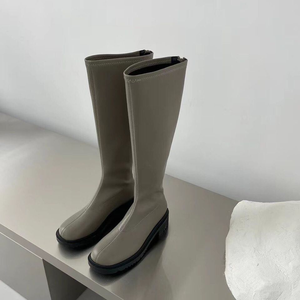 Boot cao da trơn mềm, mũi tròn, khóa sau, cao 5cm Better - 121021001