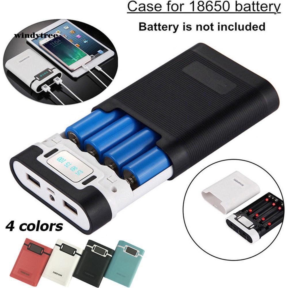 WDTE Dual USB LCD Display 4-Cell 18650 Battery Charger Box Power Bank DIY Case Kit