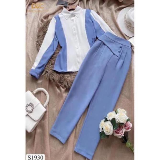 set áo sơ mi + quần baggy thiết kế S1930 - Đẹp Shop DVC