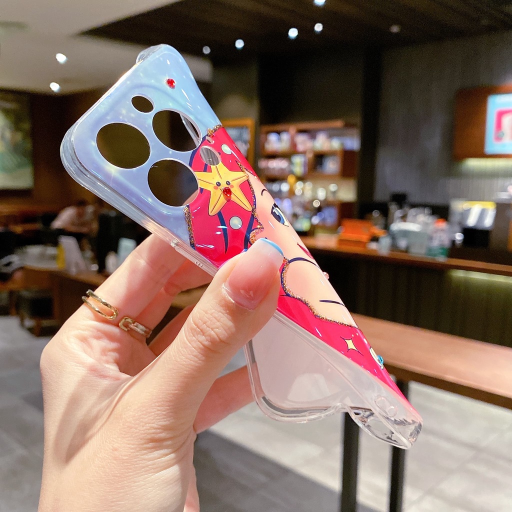 Ốp Lưng Chống Sốc Hình Nàng Tiên Cá Cho iPhone 14 / 13 / 12 / 11 / XS / 8P / 7