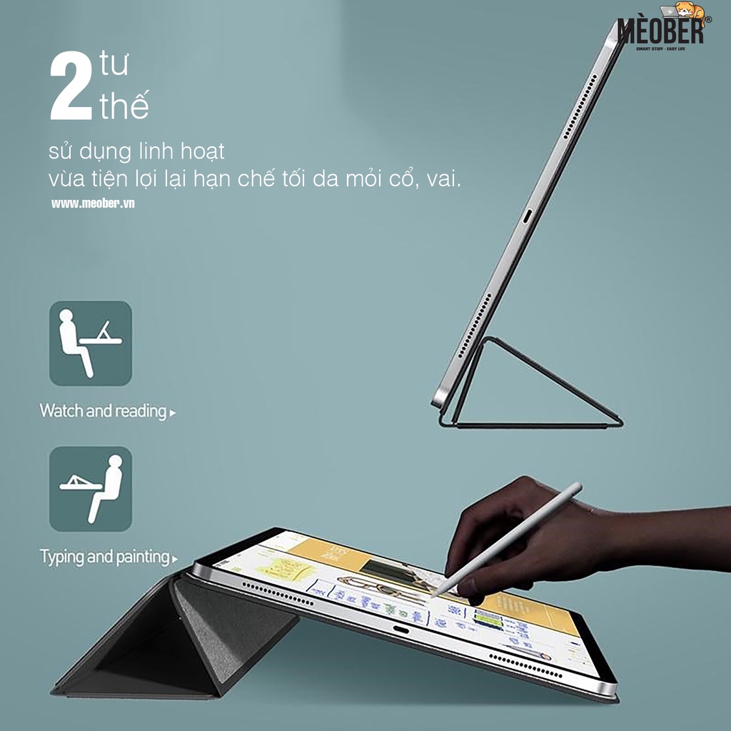Bao da i pad nam châm tháo rời cho Pro 11, Air 4, 12.9 inch, mini 6 - Case i pad 3 mảnh hít nam châm