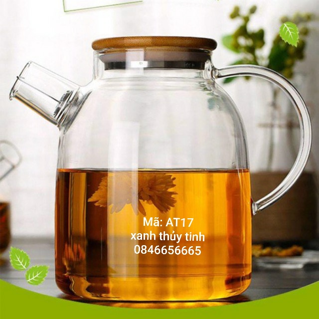 Ấm thủy tinh nắp gỗ dung tích 1600ml