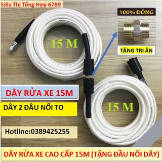 Dây rửa xe cuộn 15m , 2 đầu ren 22 , tặng khớp nối nhanh - dây rửa xe 15m - dây rửa xe 15m