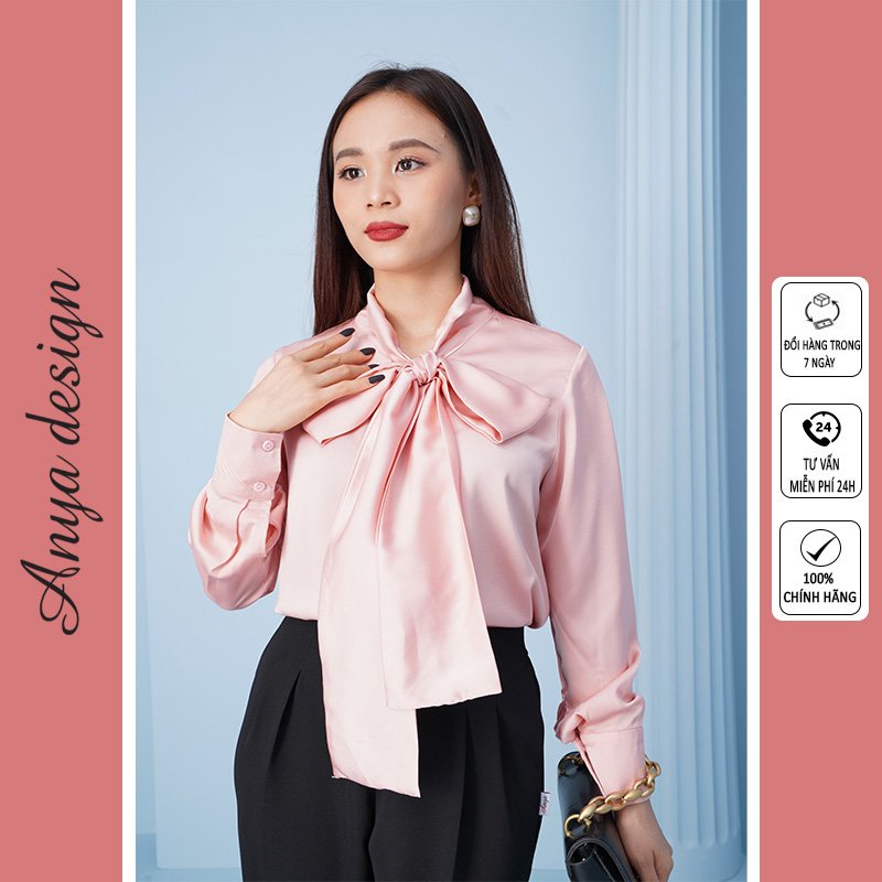 Áo sơ mi công sở nữ đẹp kiểu Hàn Quốc form rộng tay dài chất lụa cao cấp màu Hồng Xanh Rêu ANYA SM-3456