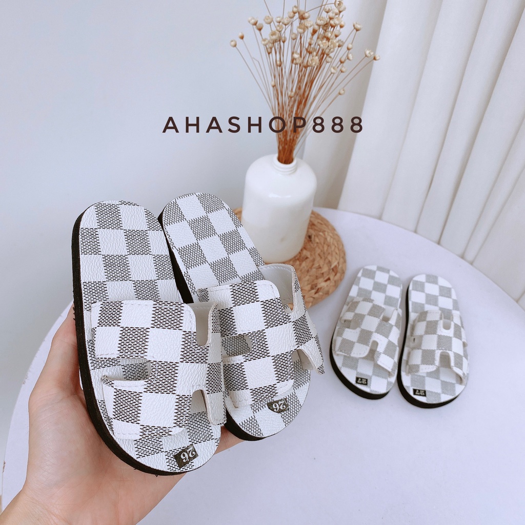 Ảnh Thật Dép Lê Quai Chữ H Họa Tiết Kẻ Ô Đế Siêu Nhẹ Thời Trang Cho Bé Trai 2-5 Tuổi K127