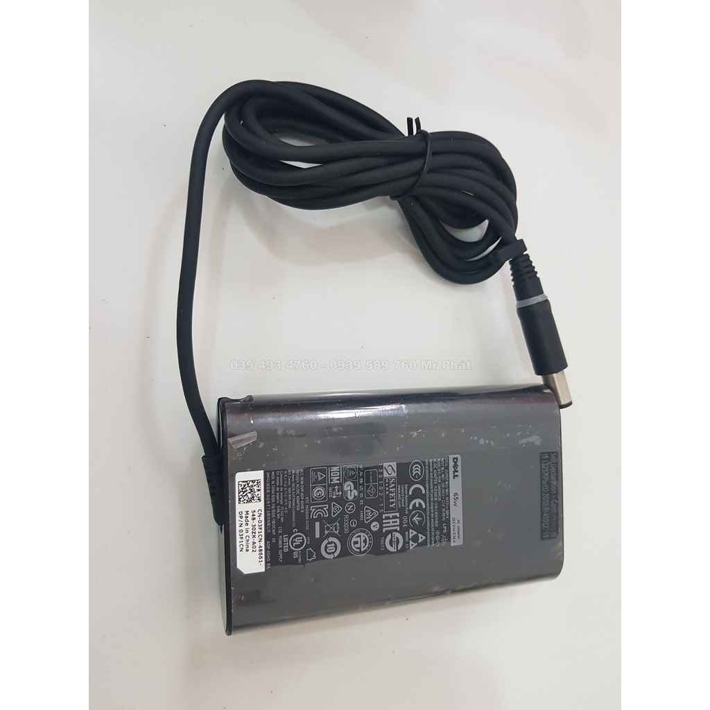 Cục nguồn sạc laptop Dell Oval 19.5V3.34A  65w DA65NM130 Zin bảo hành 12 tháng - Hình thật video thật của sản phẩm