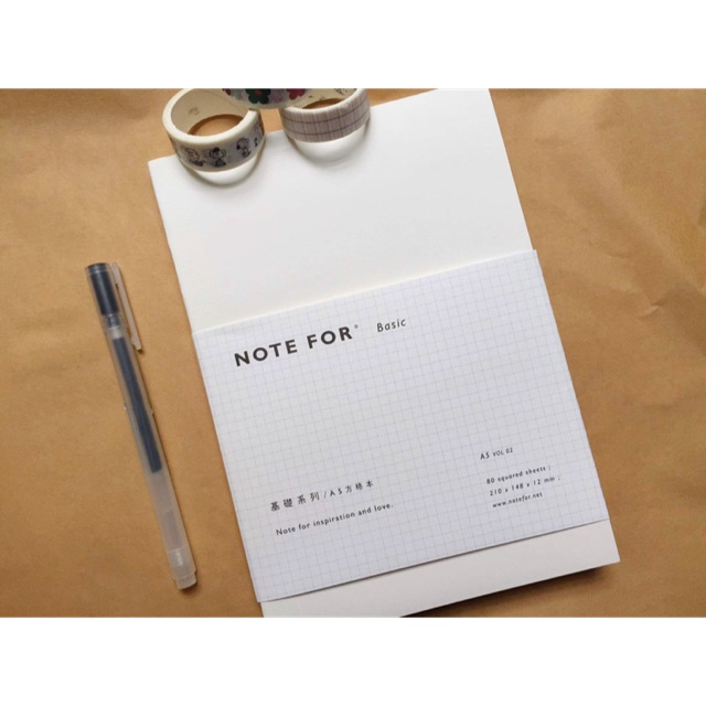 Sổ Note For Basic - Grid Notebook Bìa Trắng - Sổ Grid Ô Vuông 100gsm - Sổ làm Bullet Journal