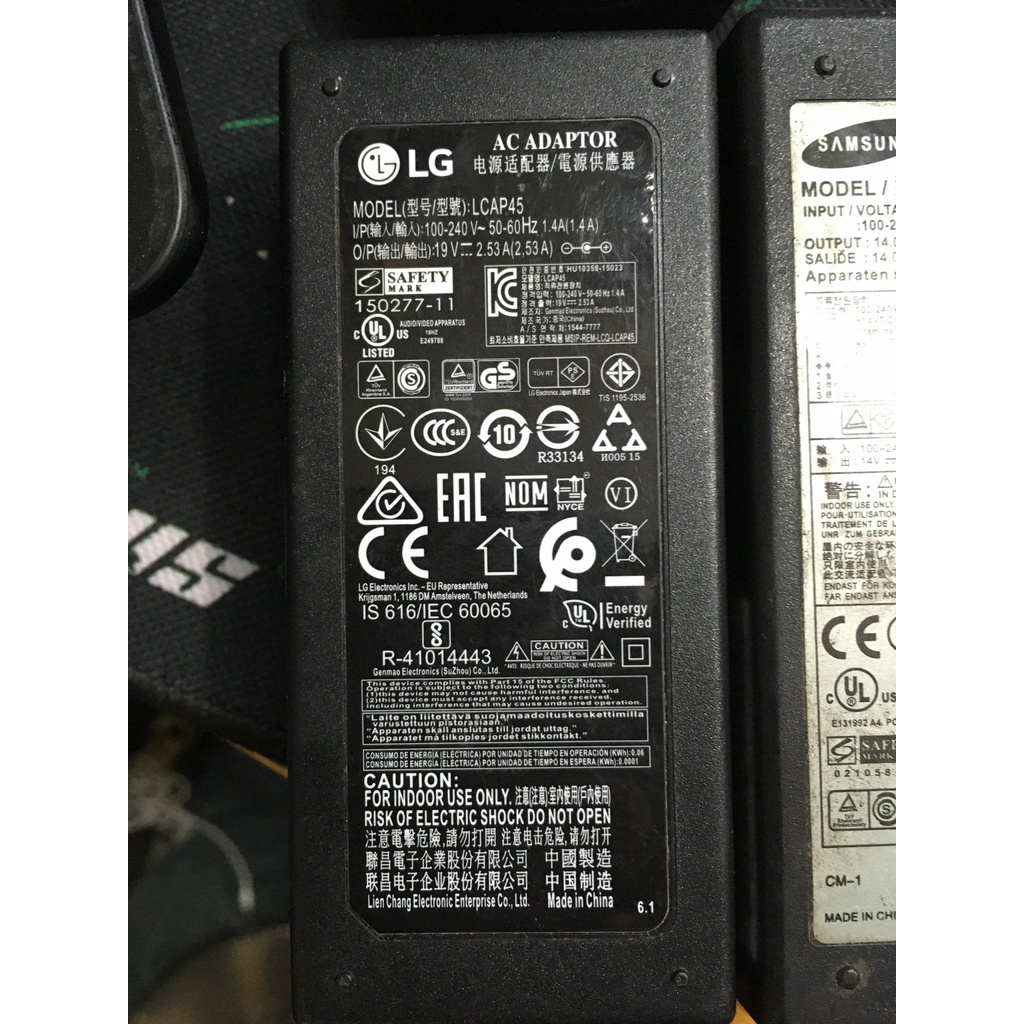 QUA SỬ DỤNG CHÍNH HÃNG  adapter Cục nguồn màn hình tivi LG samsung 19V 48W 59W 1.3a 1,3a 2.53A 2,53a 3.1A -CHÂN KIM