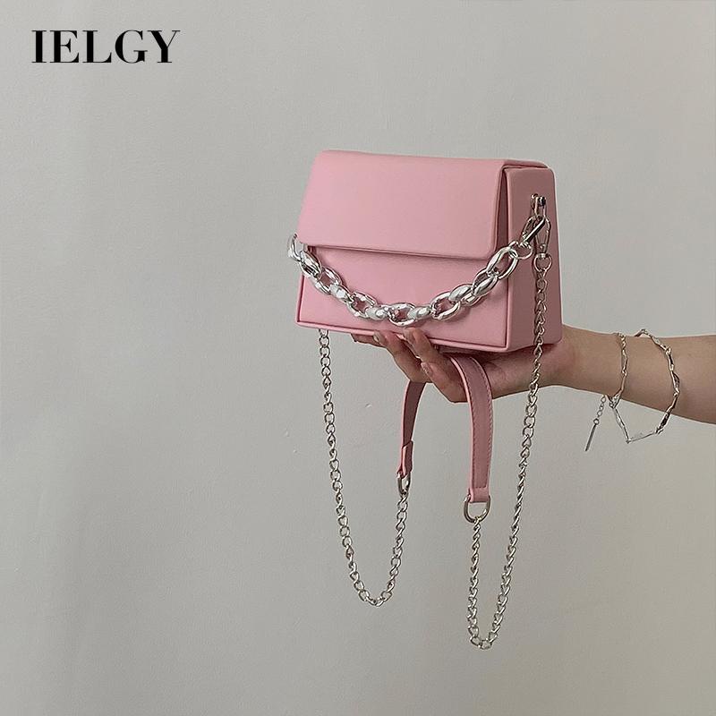 Ielgy Túi Đeo Vai Hình Vuông Cỡ Nhỏ Phối Dây Xích Thời Trang Sang Trọng Cho Nữ