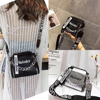 Túi xách thời trang WAioder 18cm - Túi xách nữ dây xích - Túi đeo chéo nữ cá tính