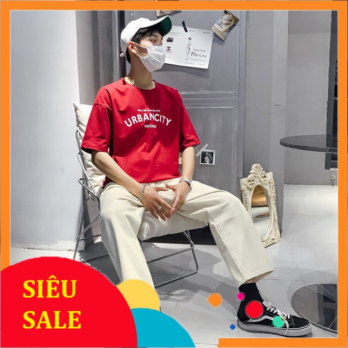 Áo Thun Cotton Tay Lỡ Urban City Đỏ In hÌnh Loại 1
