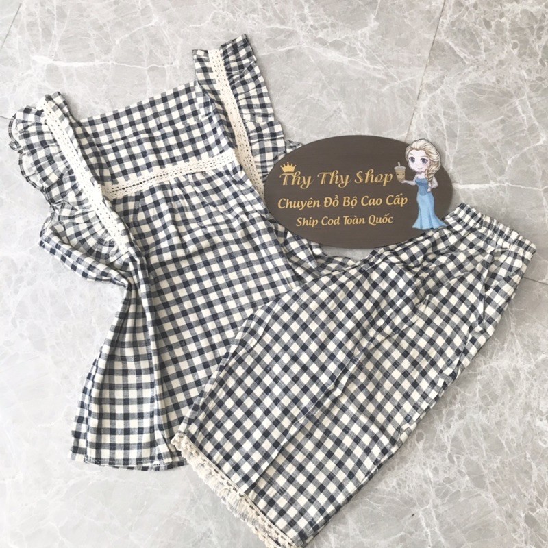 Đồ Bộ Lửng Mặc Nhà Caro Chất Đũi Lạnh Mềm Mát Có Size | BigBuy360 - bigbuy360.vn