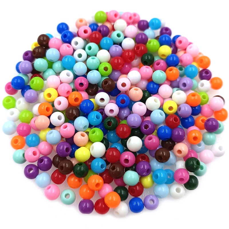 Set 200 Hạt Tròn Nhỏ 4mm Màu Sắc Kẹo Ngọt Làm Trang Sức Thủ Công