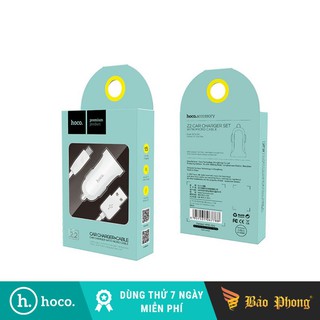 Tẩu sạc oto HOCO Z2 (ko cáp) (kèm cáp ip, Micro)