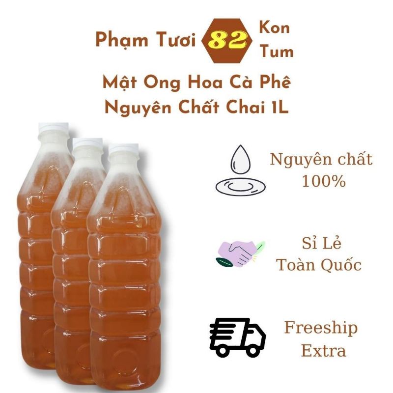 Mật ong hoa cà phê nguyên chất Tây Nguyên chai 1 lít