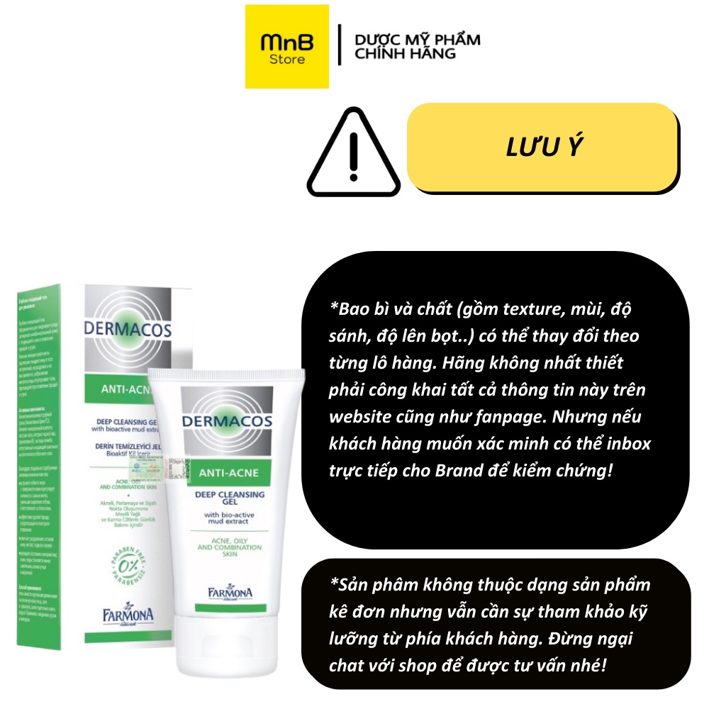 Sữa rửa mặt Dermacos sạch sâu ngăn ngừa mụn cho da dầu 150ml
