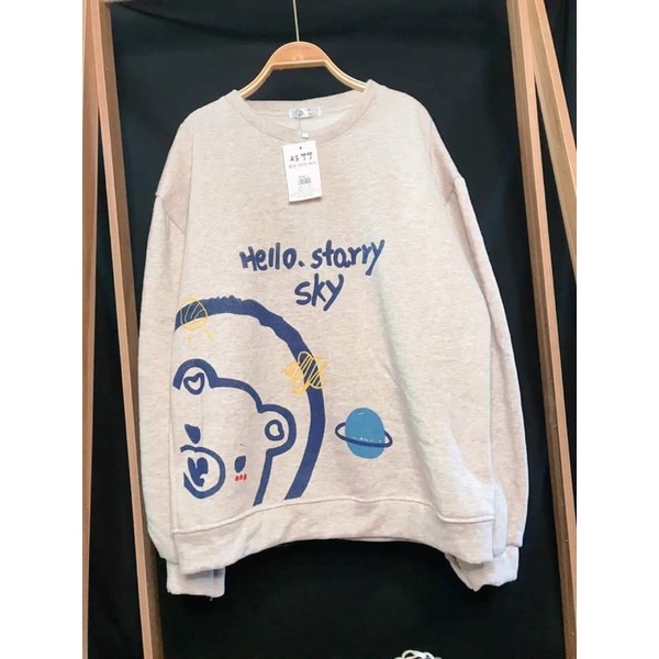 Sweater Nỉ Hello về hàng sẵn kho be và xám form 60kg | BigBuy360 - bigbuy360.vn