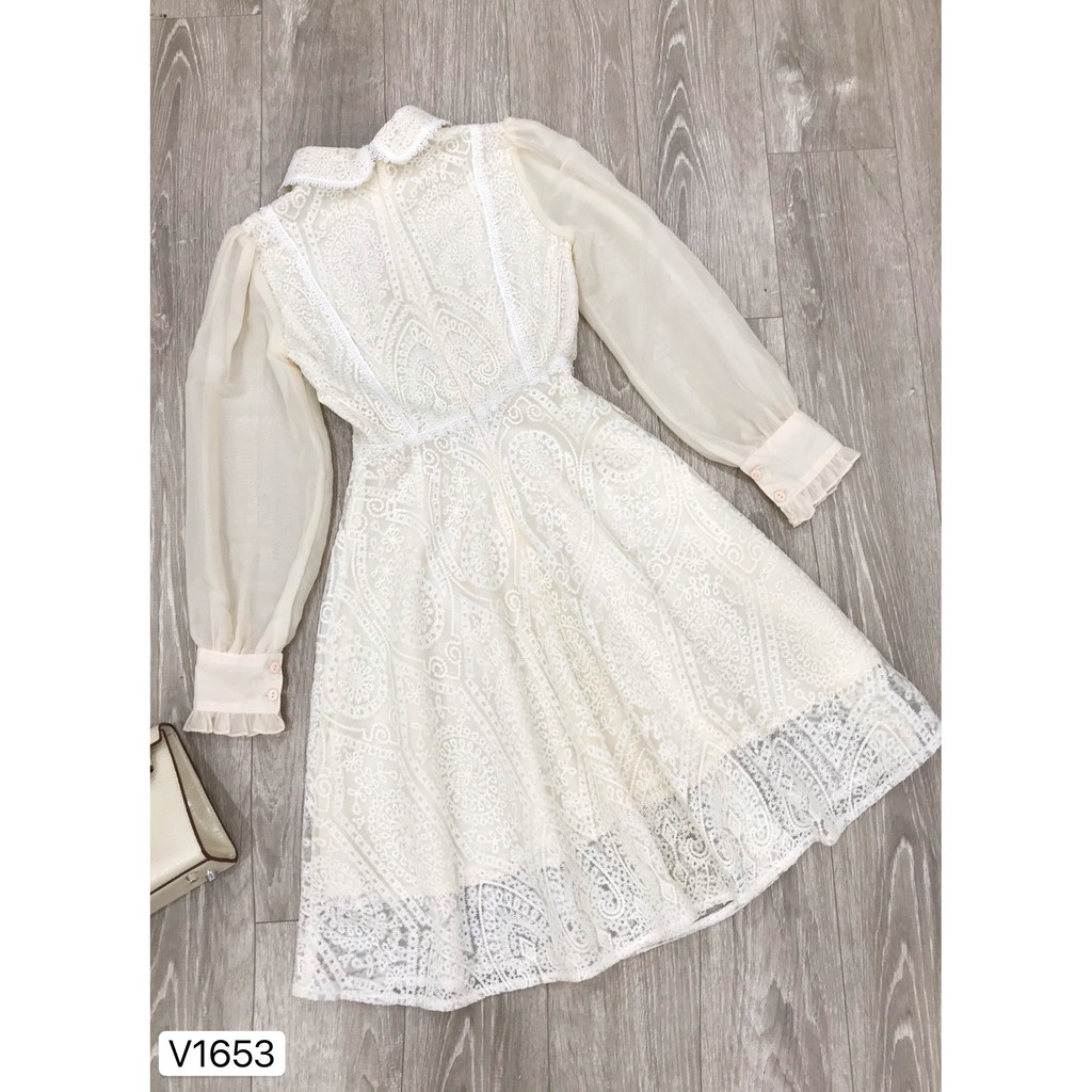 Váy ren xòe họa tiết V1653 - ĐẸP SHOP DVC ( Ảnh mẫu và ảnh trải sàn do shop tự chụp ) | BigBuy360 - bigbuy360.vn