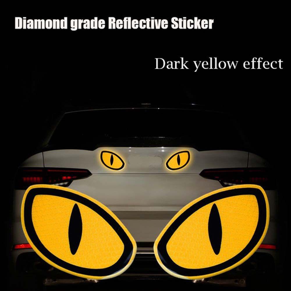 Miếng Dán Trang Trí Xe Hơi Hình Đôi Mắt Mèo Phản Quang Chống Va Chạm