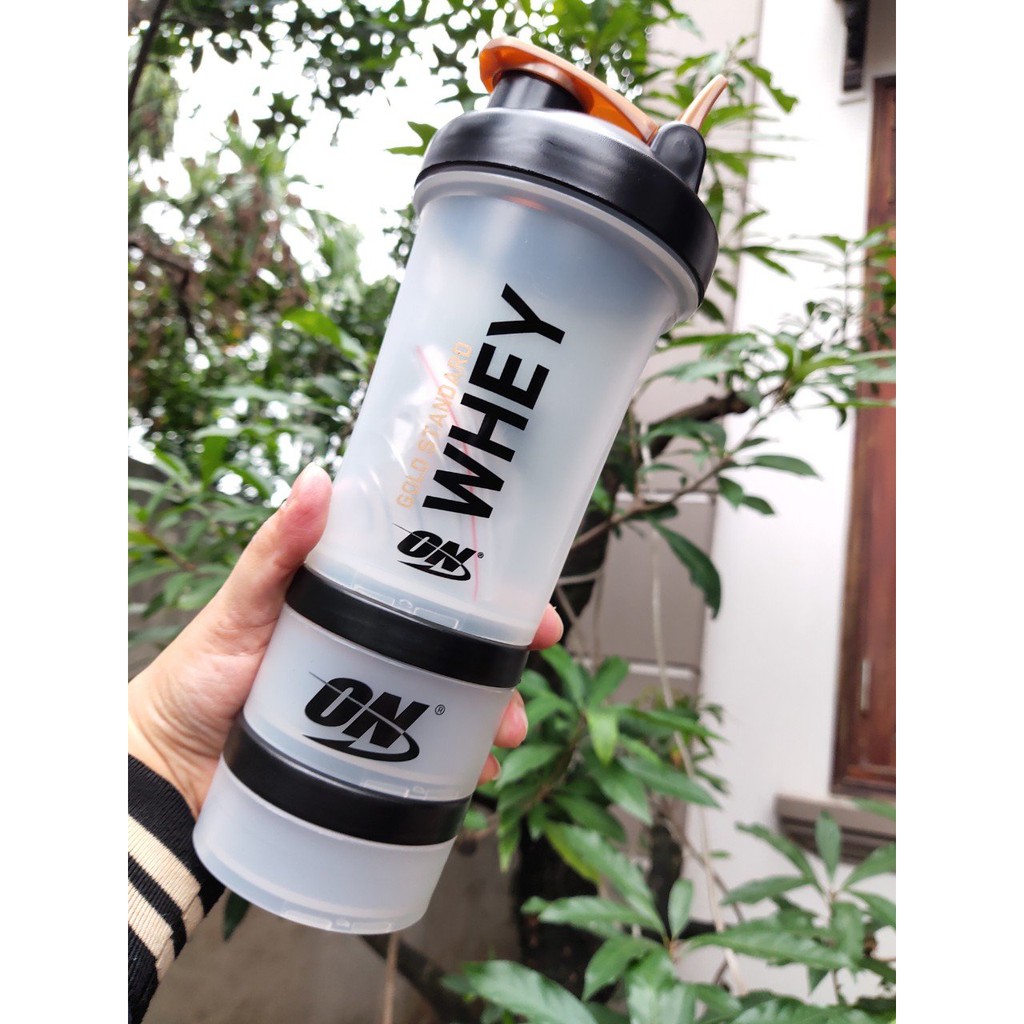 Bình Lắc Whey Bình Nước Thể Thao Tập Gym Shaker Đựng Protein BCAA 3 Ngăn Tiện Dụng 500 ML