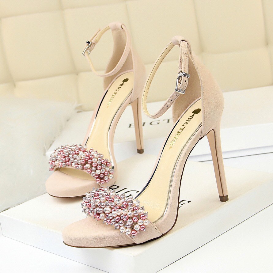 3395-1 GIÀY CAO GÓT BIGTREE SANDAL QUAI NGANG ĐÍNH CHÂU CÓ SẴN