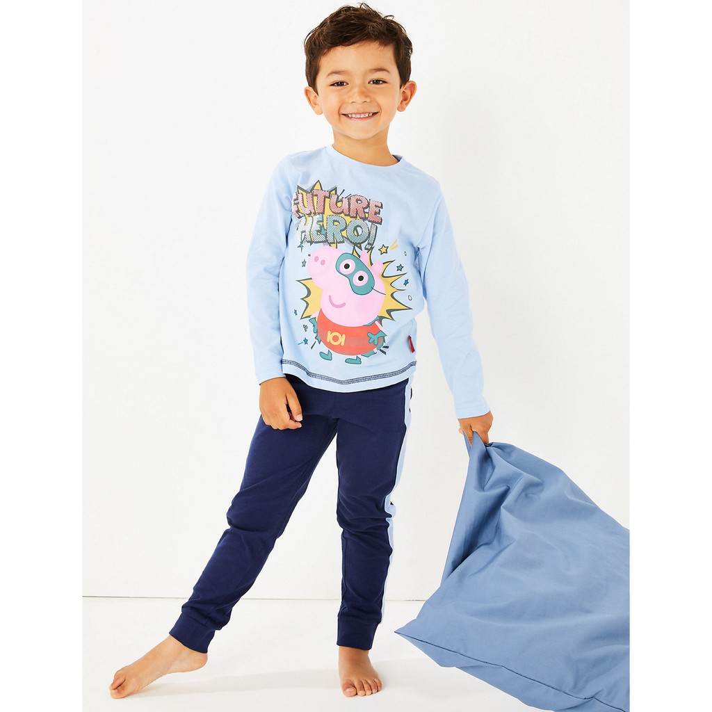 Bộ Đồ Ngủ Pijama Dài Tay In Hình Chú Heo Peppa Dễ Thương Cho Nữ