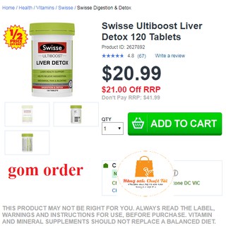 [Hàng Úc- đủ bill] Viên uống thải độc gan Swisse Ultiboost Liver Detox 120 viên